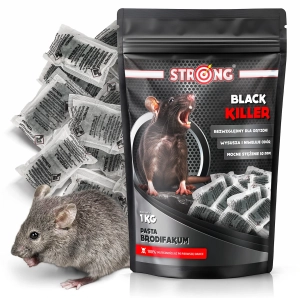 Profesjonalna czarna pasta na myszy i szczury - Trutka brodifakum 50 ppm STRONG BLACK KILLER 1 kg