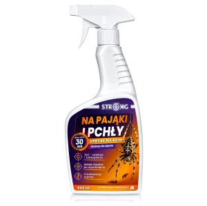 Środek na pchły do budy, kojca i legowiska. Skuteczny spray na pchły i pająki wewnątrz i na zewnątrz pomieszczeń STRONG 500 ml