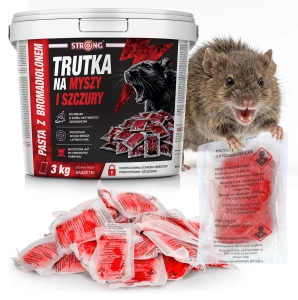 Silna trutka na szczury, myszy, gryzonie 3 kg STRONG PASTA BROMADIOLON 50 PPM 0,05g/kg czerwona pasta w saszetkach 3 kg
