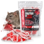 Trutka na szczury i myszy w saszetkach STRONG 1 kg - czerwona pasta gryzoniobójcza BROMADIOLON 0,05g/kg