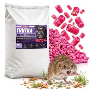 Profesjonalna trutka na szczury i myszy granulat do deratyzacji w gospodarstwie rolnym STRONG BROMADIOLON 50 PPM pellet 25kg