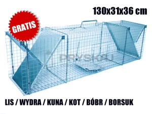 Klatka pułapka żywołowna dwuwejściowa 130x31x36 cm + przynęta LISY, KUNY, BOBRY
