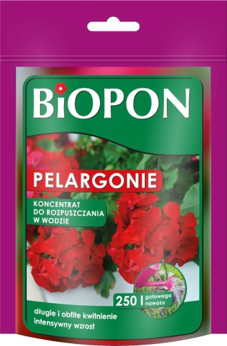 Nawóz Biopon do pelargonii, koncentrat do rozpuszczania w wodzie, opakowanie 250 g