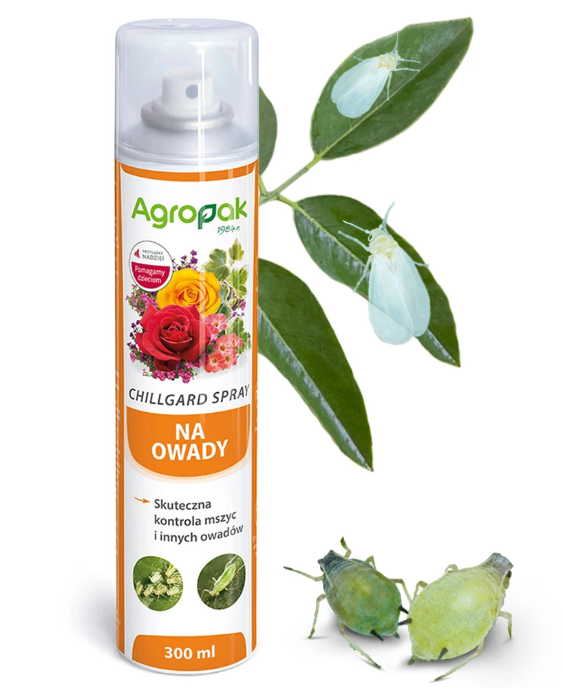 Spray Agropak na owady, 300 ml, do skutecznej kontroli mszyc i innych szkodników roślin ozdobnych.