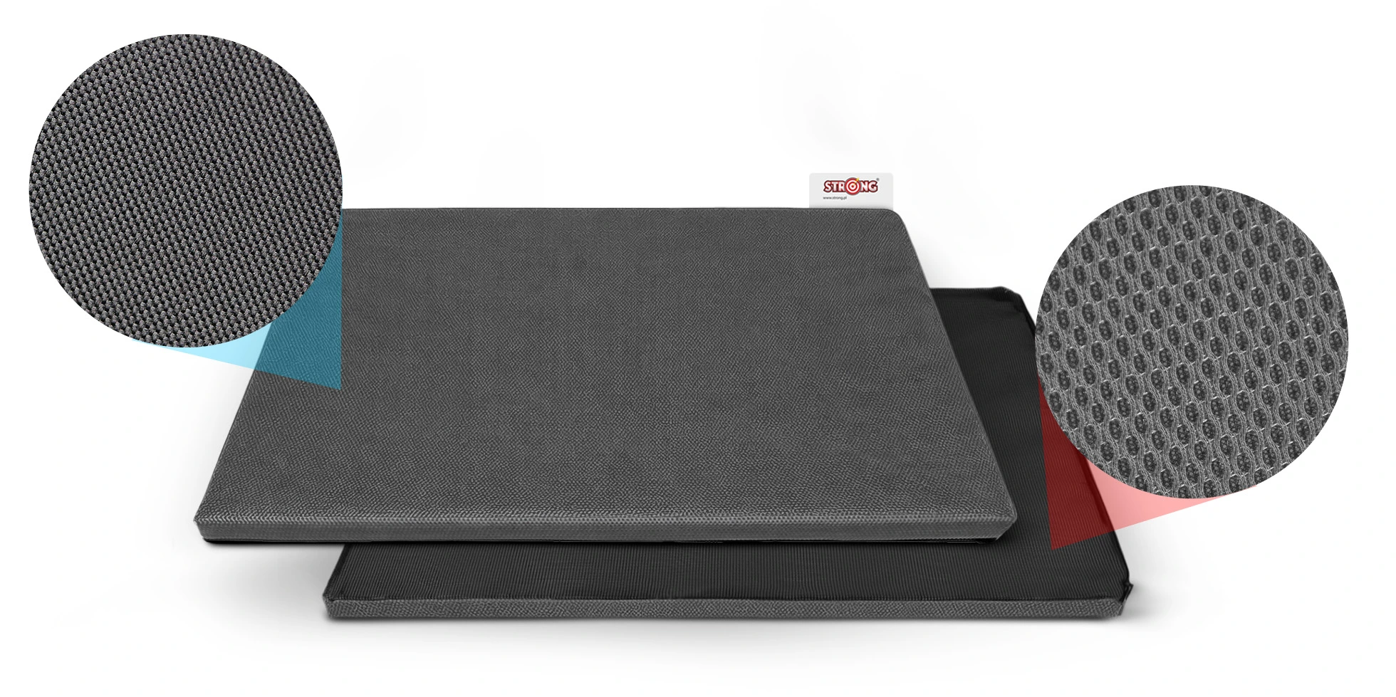 mata wejściowa STRONG, czarna; dwuwarstwowa konstrukcja, zbliżenia faktury wierzchu i spodu