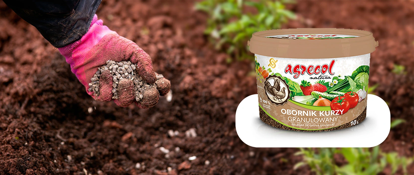 Agrecol Natura obornik kurzy granulowany, wiadro 10 l, 100% naturalny, do nawożenia warzyw i roślin ogrodowych.