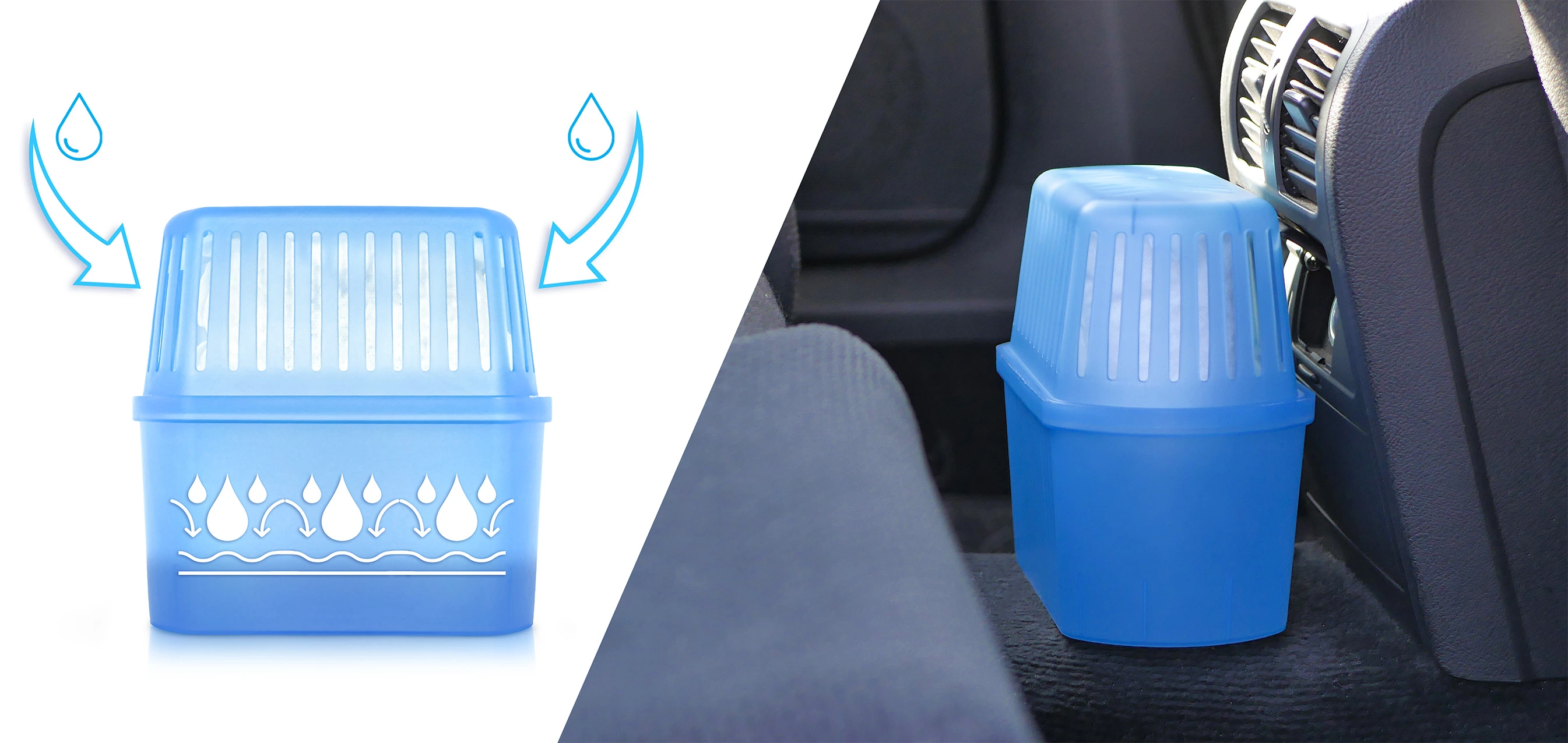 Pochłaniacz wilgoci ORO – kompaktowy, bezprądowy, idealny do auta. Skutecznie usuwa wilgoć i zapobiega zaparowaniu szyb.