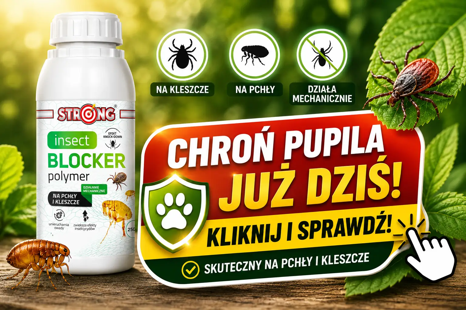 STRONG Insect Blocker Polymer na pchły i kleszcze – mechaniczna ochrona pupila przed kleszczami i pchłami